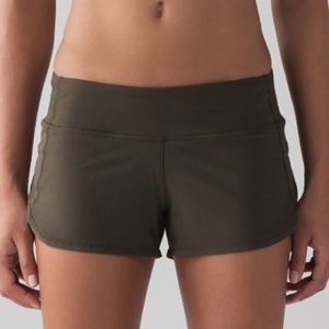 Dark Olive Lululemon Speed Running Shorts